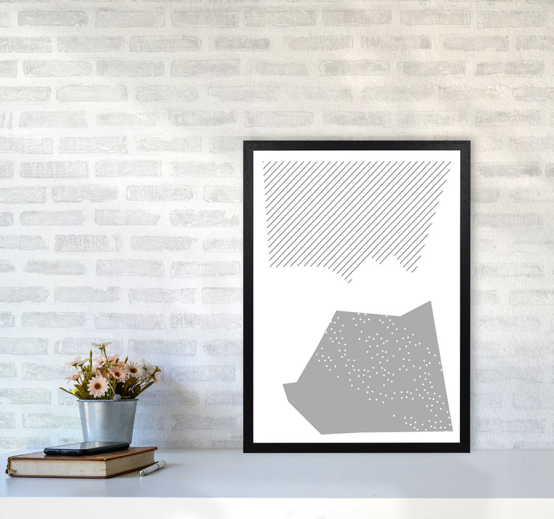 Grey Top And Bottom Abstract Modern Print A2 White Frame