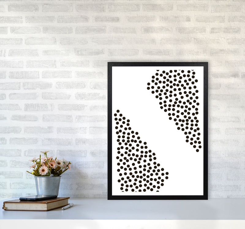 Black Corner Polka Dots Abstract Modern Print A2 White Frame
