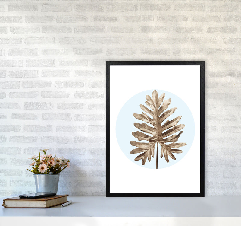 Abstract Blue Leaf Modern Print, Framed Botanical & Nature Art Print A2 White Frame