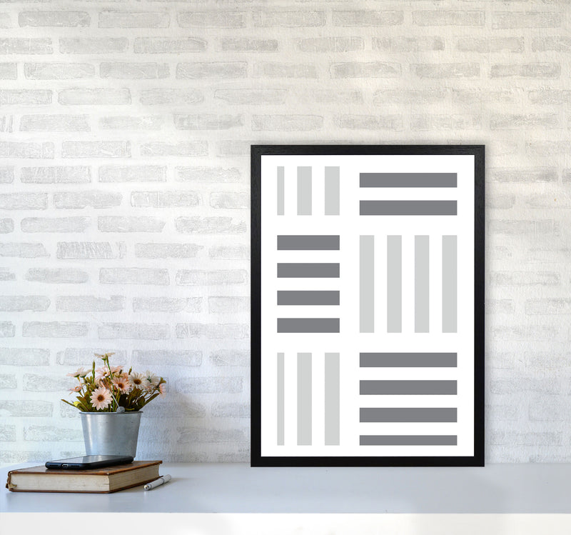 Grey Abstract Patterns 2 Modern Print A2 White Frame