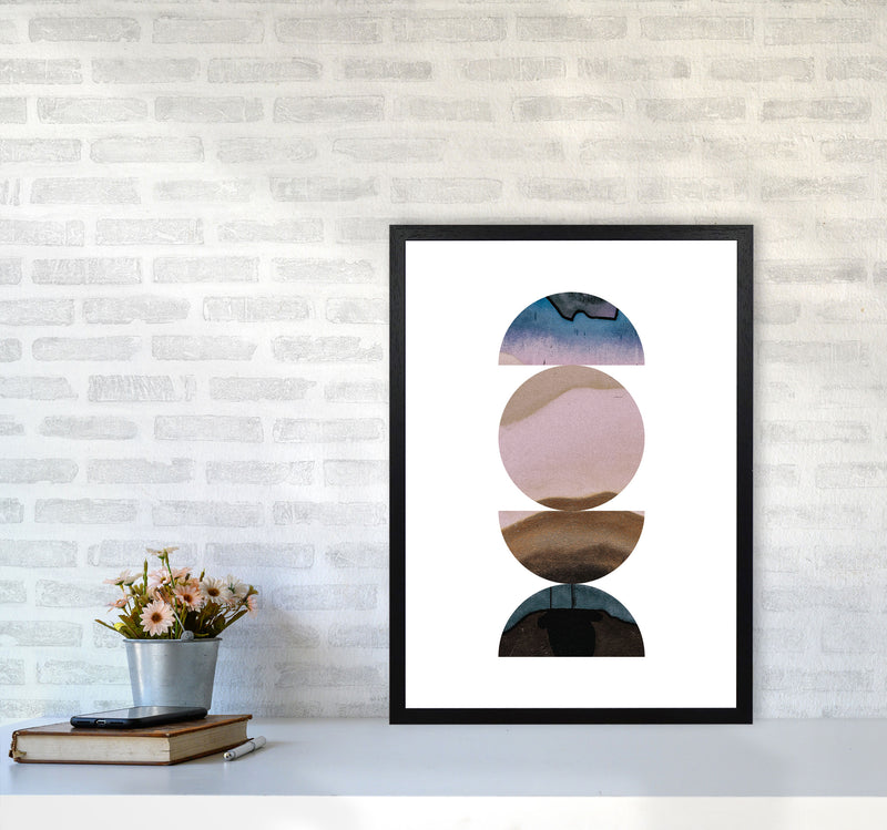 Pastel And Sand Abstract Circles Modern Print A2 White Frame