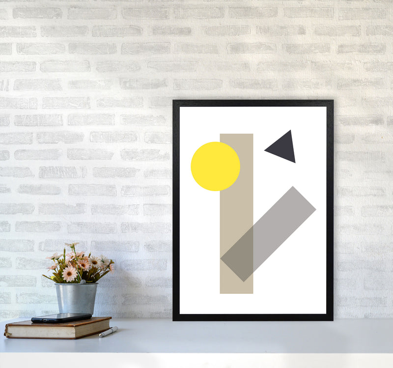 Random Yellow Geo Styles 3 Modern Print A2 White Frame