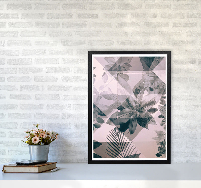 Abstract Retro Flower Pattern Modern Print A2 White Frame
