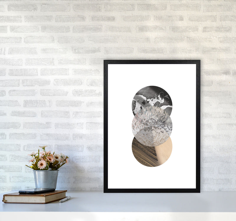 Sand, Glass And Shadow Abstract Circles Modern Print A2 White Frame