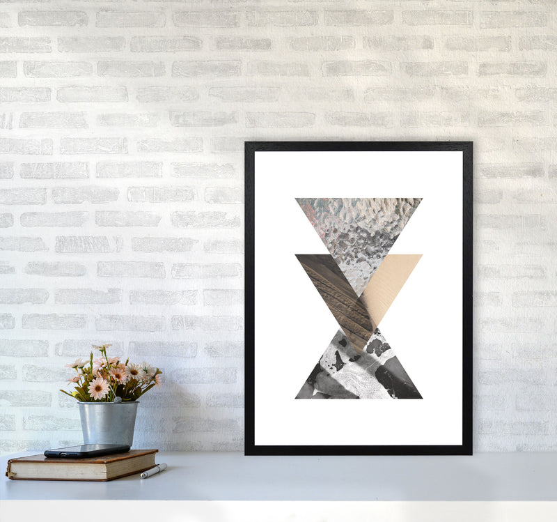 Sand, Glass And Shadow Abstract Triangles Modern Print A2 White Frame