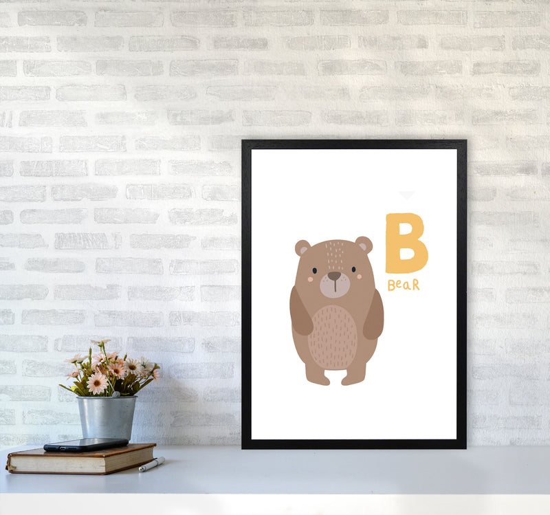 Alphabet Animals, B Is Forbear Framed Nursey Wall Art Print A2 White Frame