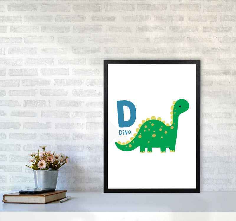 Alphabet Animals, D Is For Dino Framed Nursey Wall Art Print A2 White Frame