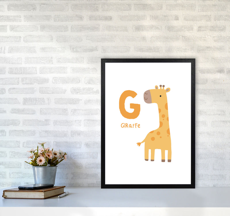 Alphabet Animals, G Is For Giraffe Framed Nursey Wall Art Print A2 White Frame