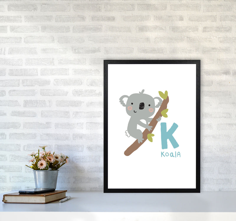 Alphabet Animals, K Is For Koala Framed Nursey Wall Art Print A2 White Frame