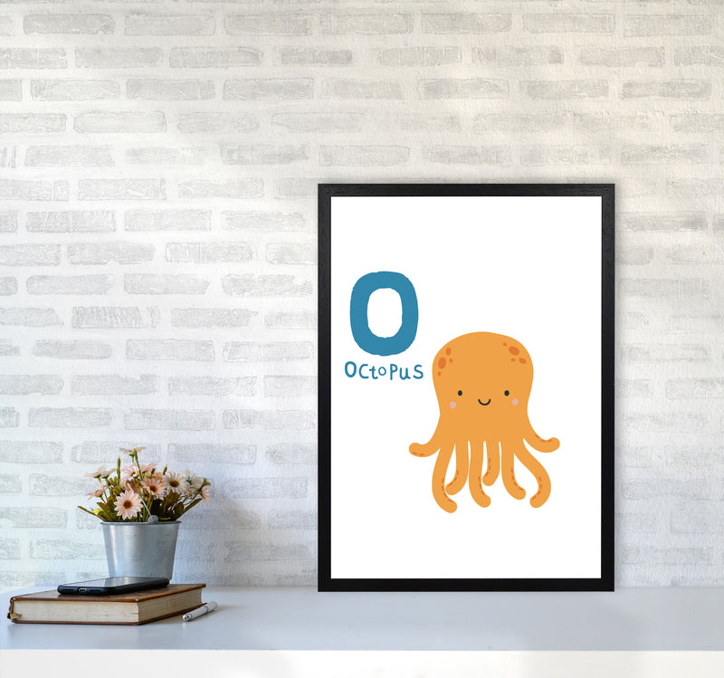 Alphabet Animals, O Is For Octopus Framed Nursey Wall Art Print A2 White Frame