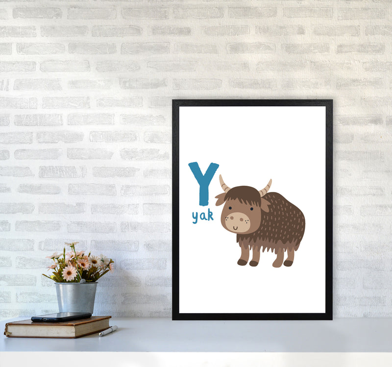 Alphabet Animals, Y Is For Yak Framed Nursey Wall Art Print A2 White Frame