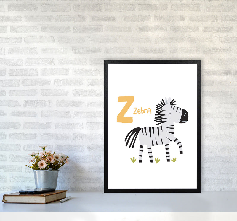 Alphabet Animals, Z Is For Zebra Framed Nursey Wall Art Print A2 White Frame