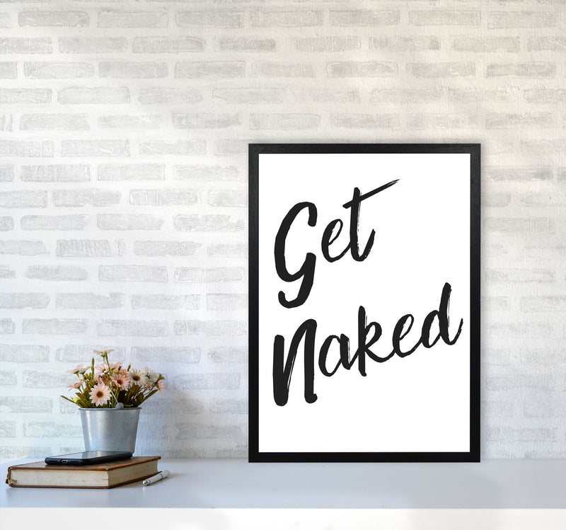 Get Naked 2, Bathroom Modern Print, Framed Bathroom Wall Art A2 White Frame