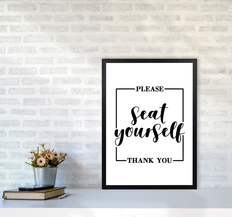 Seat Yourself, Bathroom Modern Print, Framed Bathroom Wall Art A2 White Frame