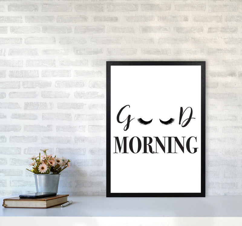 Good Morning Lashes Framed Typography Wall Art Print A2 White Frame