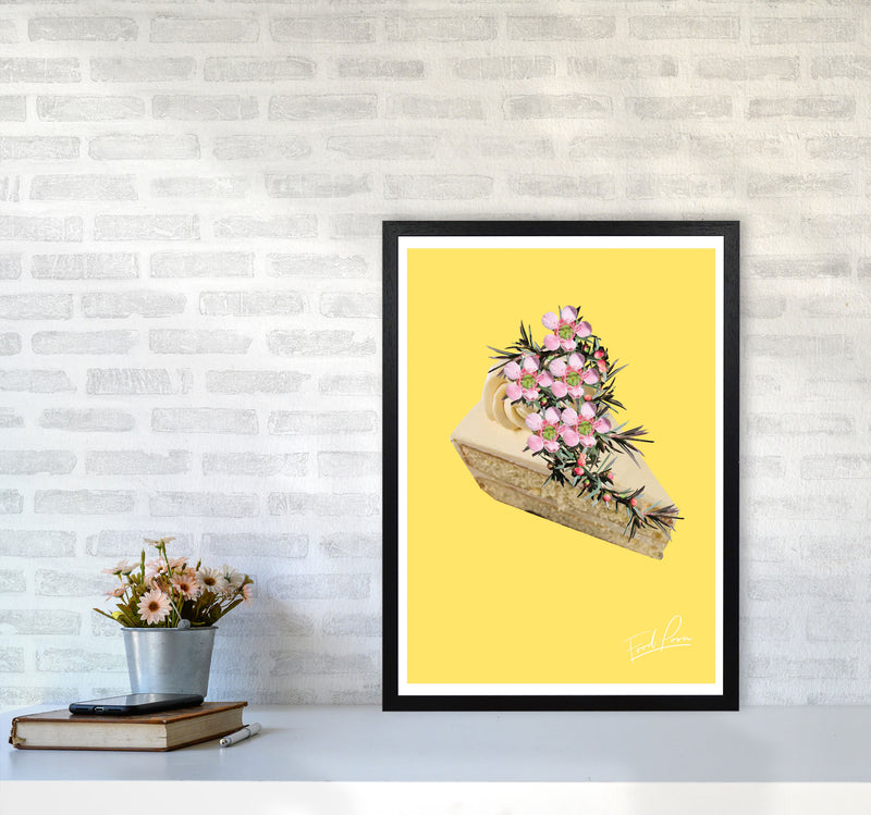 Yellow Cake Food Print, Framed Kitchen Wall Art A2 White Frame