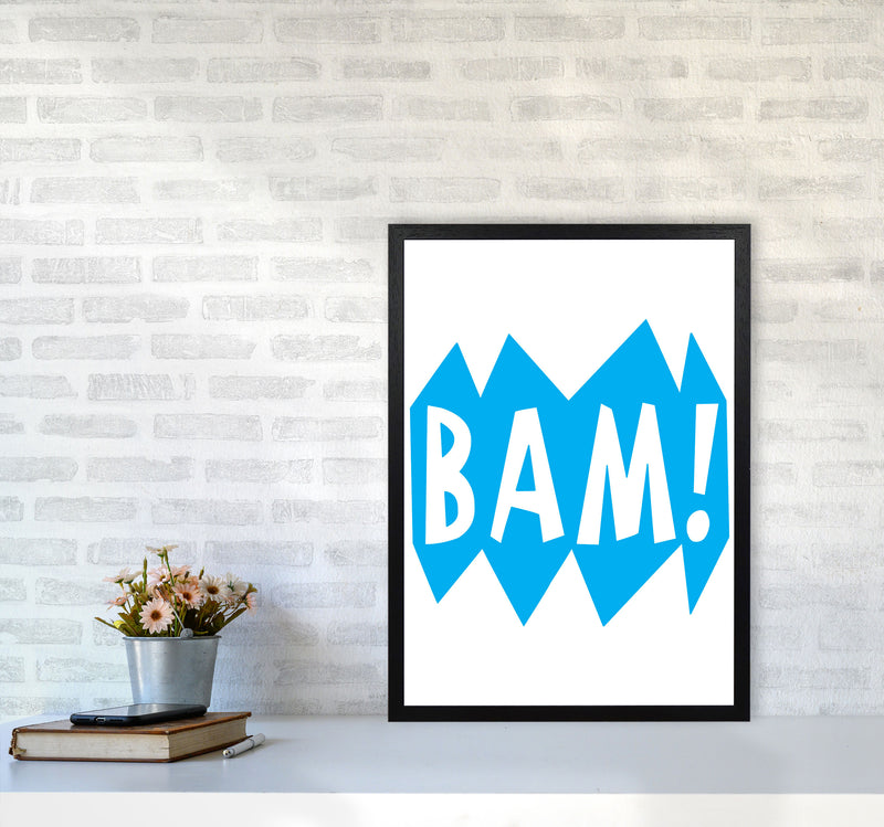 BAM! Blue Framed Nursey Wall Art Print A2 White Frame