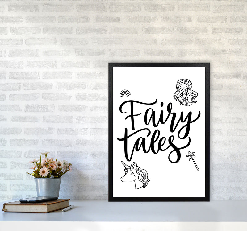 Fairy Tales Black Framed Nursey Wall Art Print A2 White Frame
