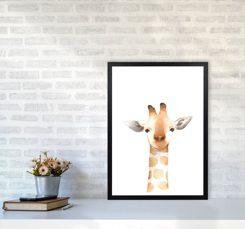 Forest Friends, Cute Giraffe Modern Print Animal Art Print A2 White Frame