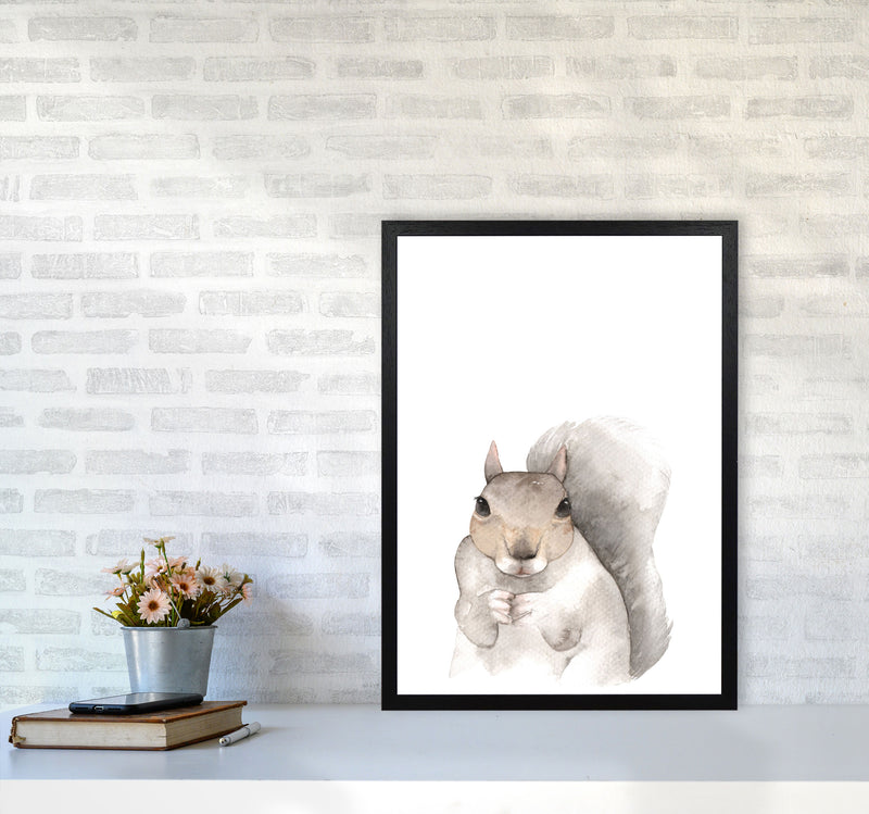 Forest Friends, Cute Squirrel Modern Print Animal Art Print A2 White Frame