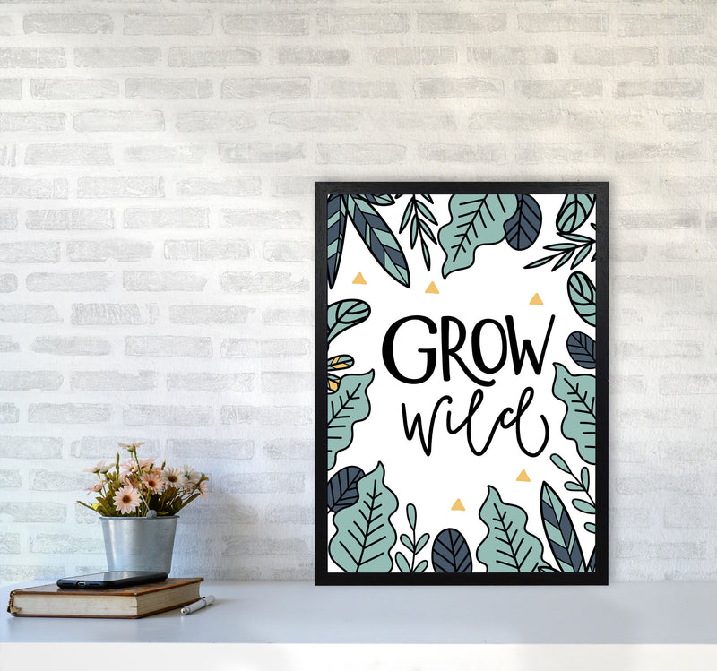 Grow Wild Floral Modern Print, Framed Kitchen Wall Art A2 White Frame