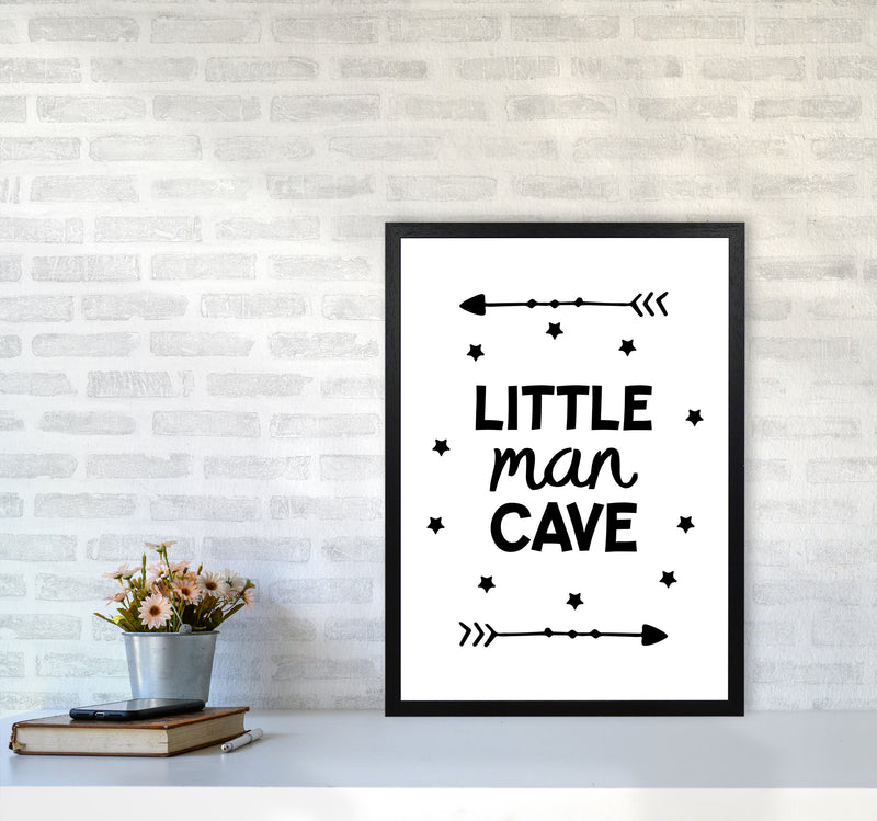 Little Man Cave Black Arrows Framed Nursey Wall Art Print A2 White Frame