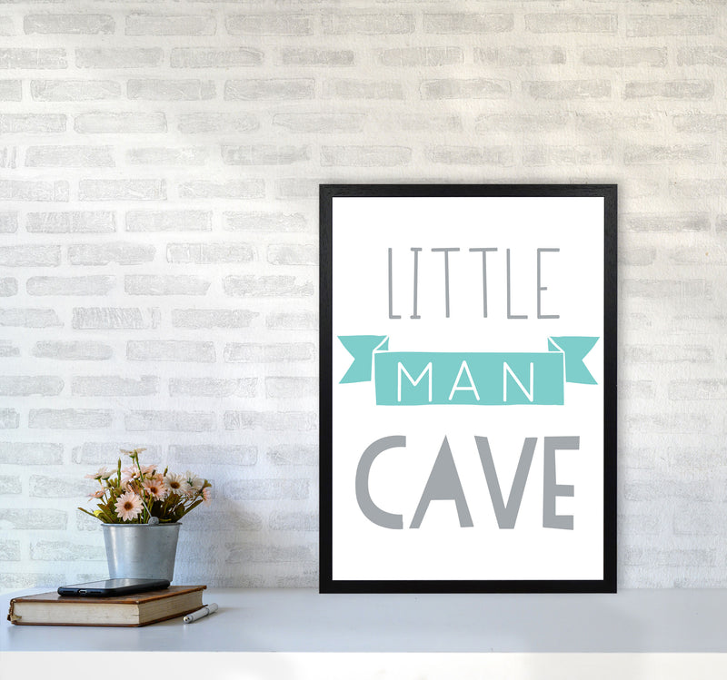 Little Man Cave Mint Banner Framed Nursey Wall Art Print A2 White Frame