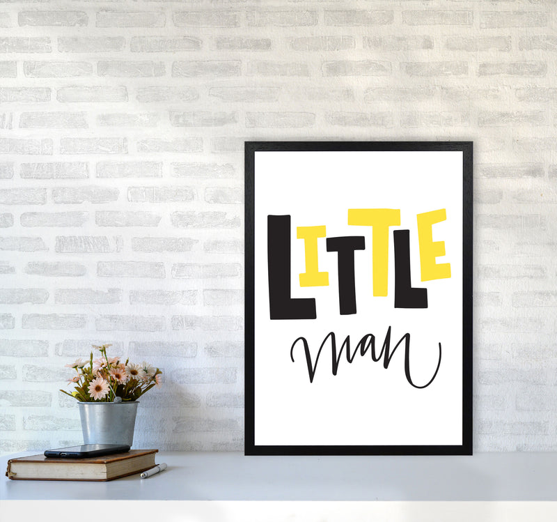 Little Man Yellow And Black Framed Nursey Wall Art Print A2 White Frame