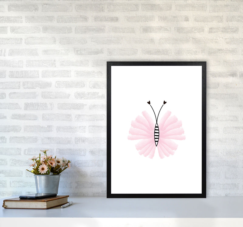 Pink Butterfly Modern Print Animal Art Print A2 White Frame