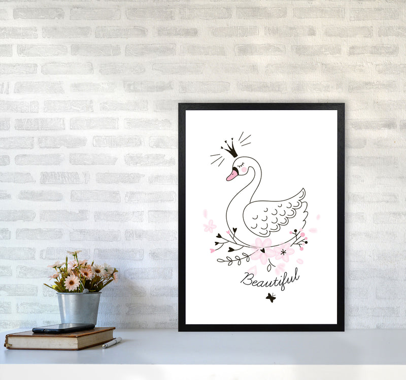 Beautiful Swan Modern Print Animal Art Print A2 White Frame