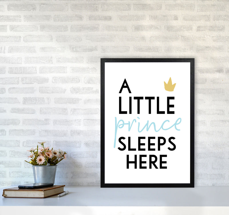 A Little Prince Sleeps Here Framed Nursey Wall Art Print A2 White Frame