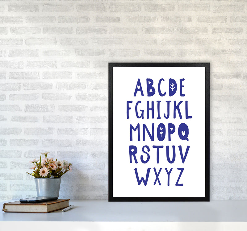Navy Alphabet Framed Typography Wall Art Print A2 White Frame