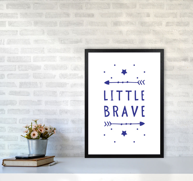 Little Brave Navy Framed Typography Wall Art Print A2 White Frame