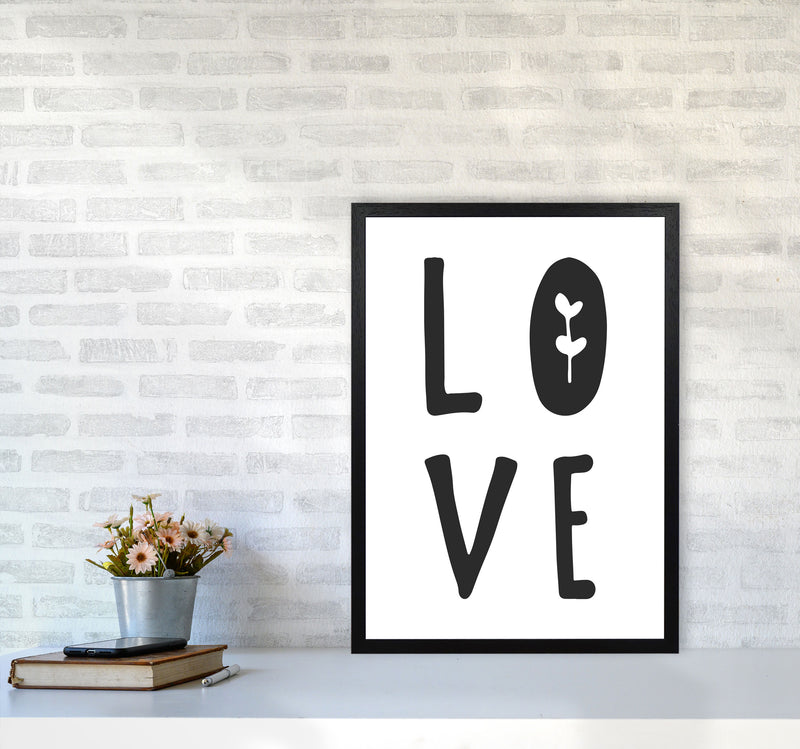 Love Black Framed Typography Wall Art Print A2 White Frame