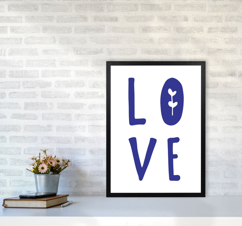 Love Navy Framed Typography Wall Art Print A2 White Frame