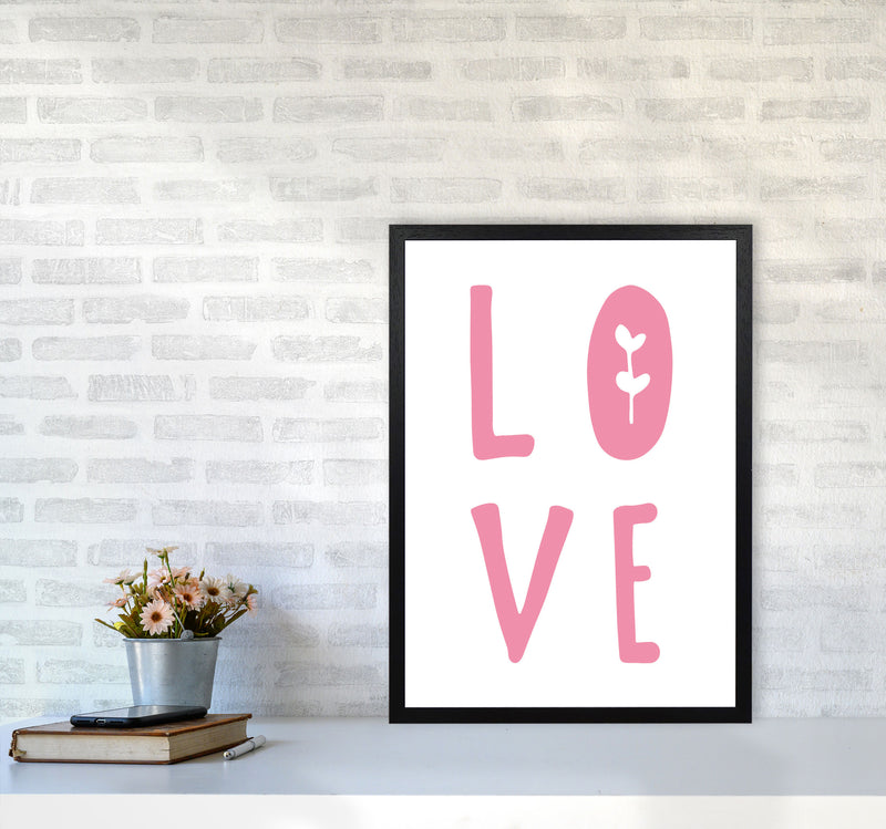 Love Pink Framed Typography Wall Art Print A2 White Frame