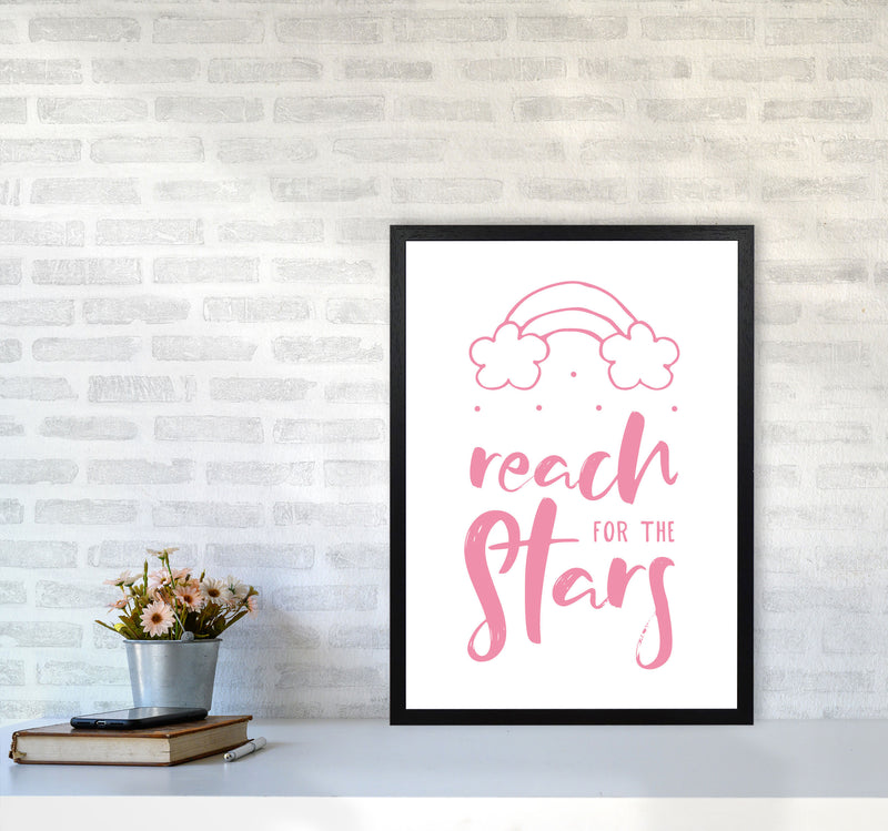Reach For The Stars Pink Modern Print A2 White Frame