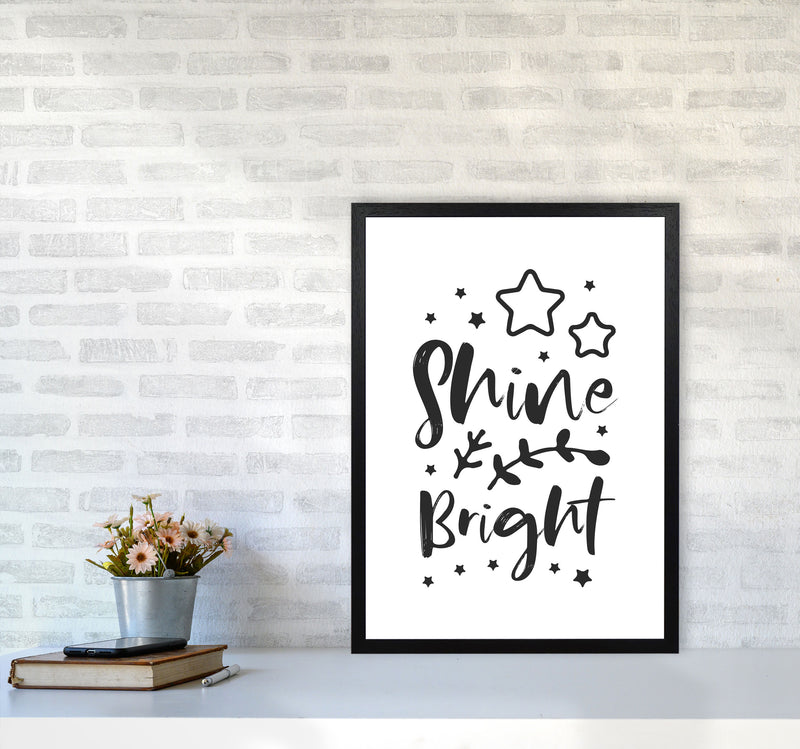 Shine Bright Black Framed Nursey Wall Art Print A2 White Frame