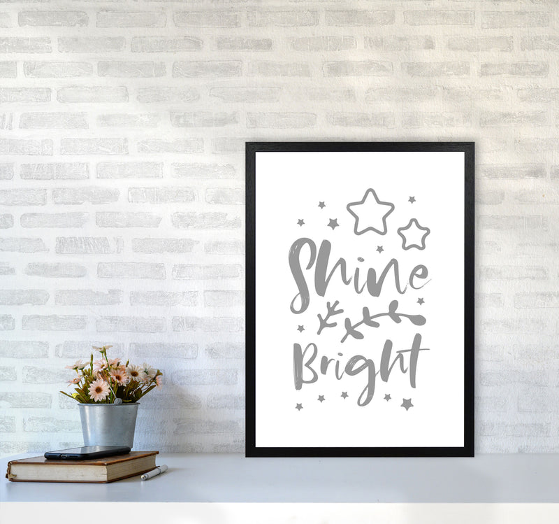 Shine Bright Grey Framed Nursey Wall Art Print A2 White Frame