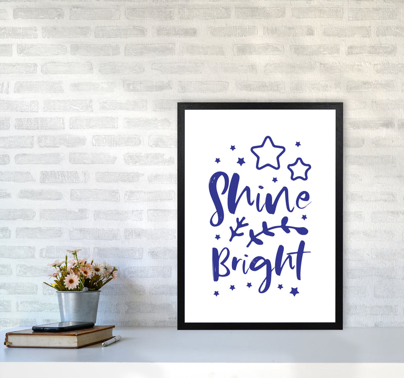 Shine Bright Navy Framed Nursey Wall Art Print A2 White Frame