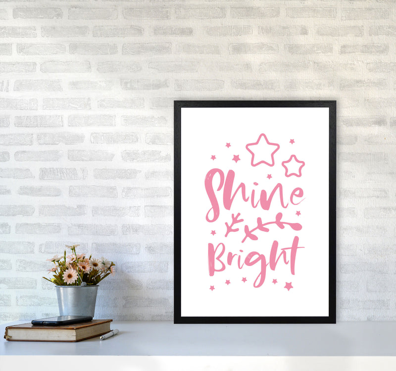 Shine Bright Pink Framed Nursey Wall Art Print A2 White Frame