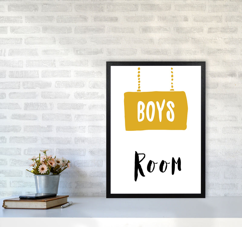 Boys Room Mustard Framed Nursey Wall Art Print A2 White Frame