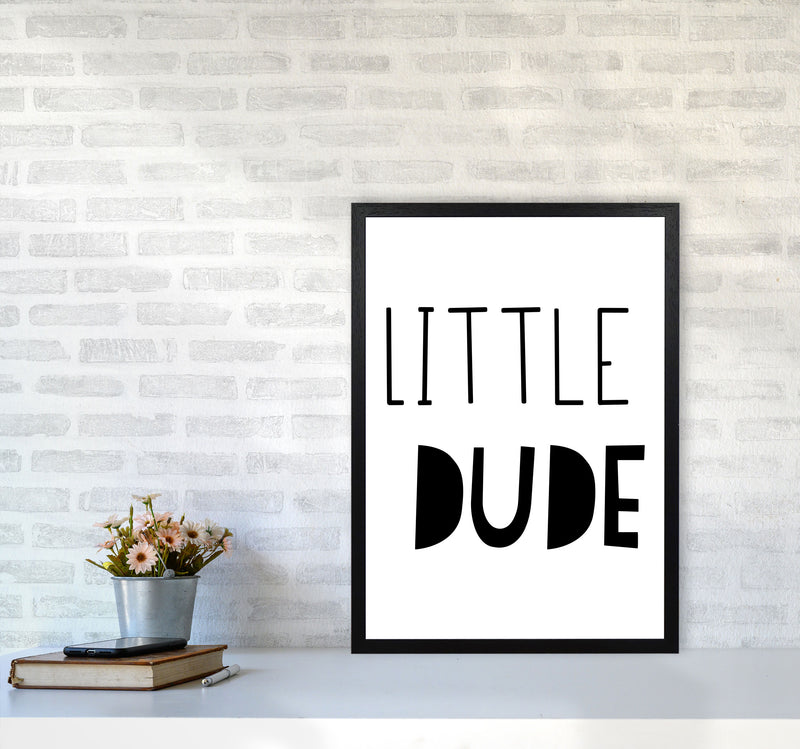Little Dude Black Framed Nursey Wall Art Print A2 White Frame