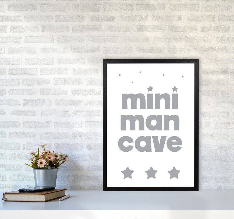 Mini Man Cave Grey Framed Nursey Wall Art Print A2 White Frame