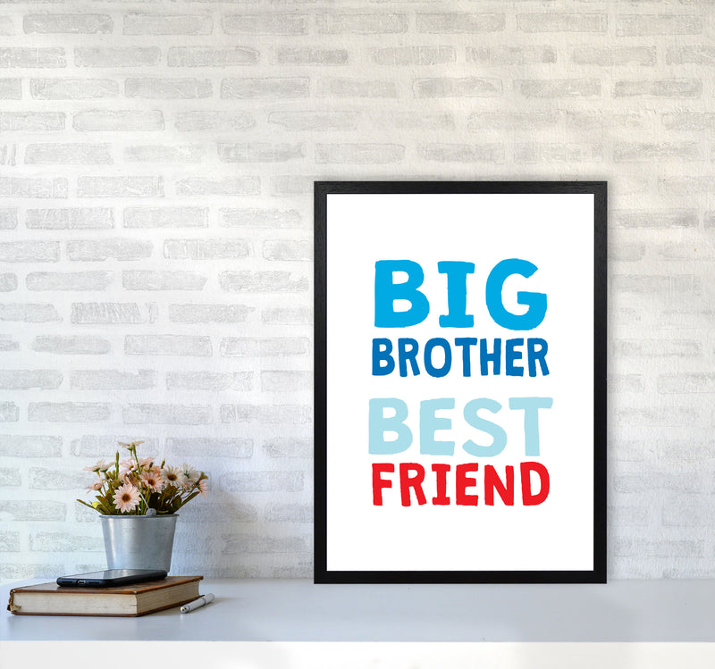 Big Brother Best Friend Blue Framed Typography Wall Art Print A2 White Frame