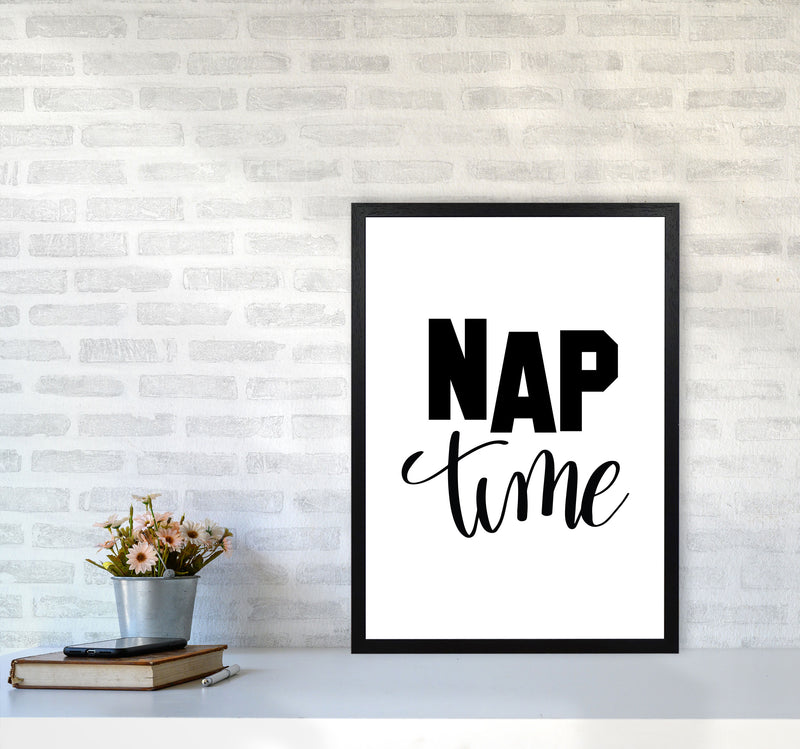 Nap Time Black Framed Typography Wall Art Print A2 White Frame