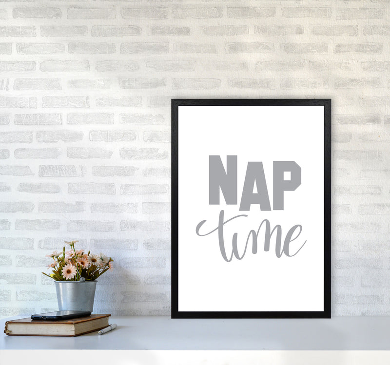 Nap Time Grey Framed Typography Wall Art Print A2 White Frame