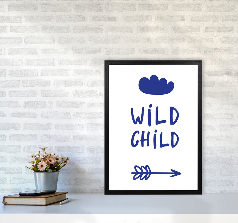 Wild Child Navy Framed Nursey Wall Art Print A2 White Frame