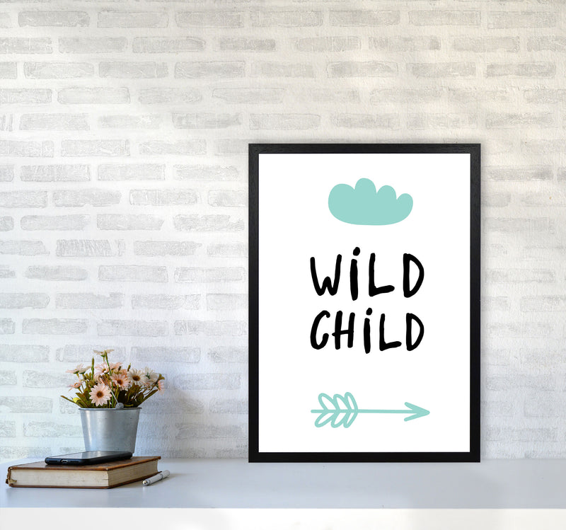 Wild Child Mint And Black Framed Nursey Wall Art Print A2 White Frame