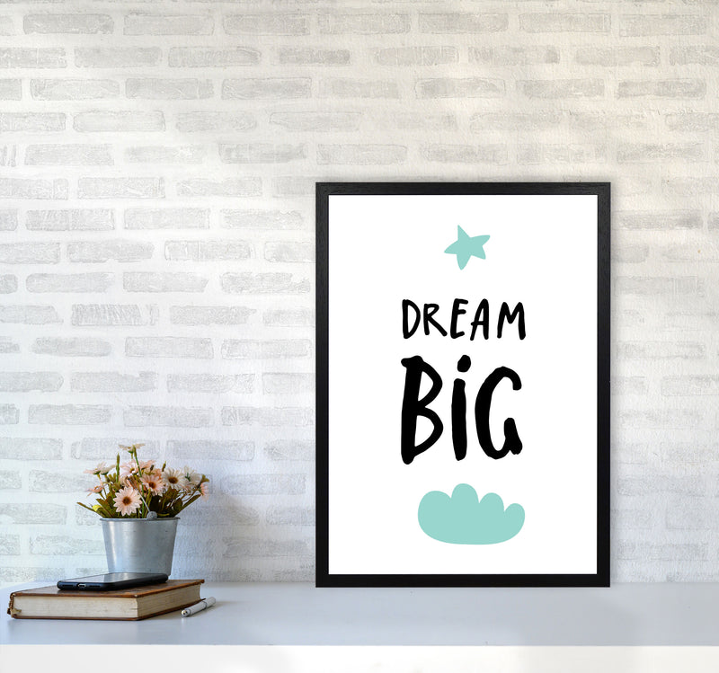 Dream Big Mint Cloud Framed Typography Wall Art Print A2 White Frame